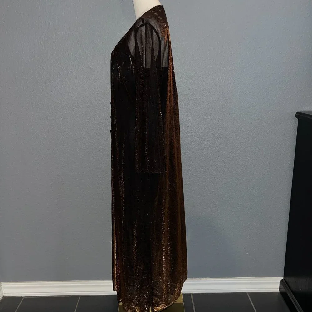 VINTAGE MARILY MONROE by WARNER'S COPPER METALLIC LONG SLIP DRESS SET  NWOT  M/L - Picture 6 of 16